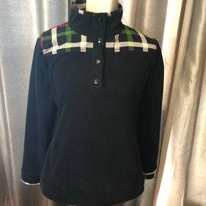 Crown and Ivy Black w/ Plaid Fleece Pullover